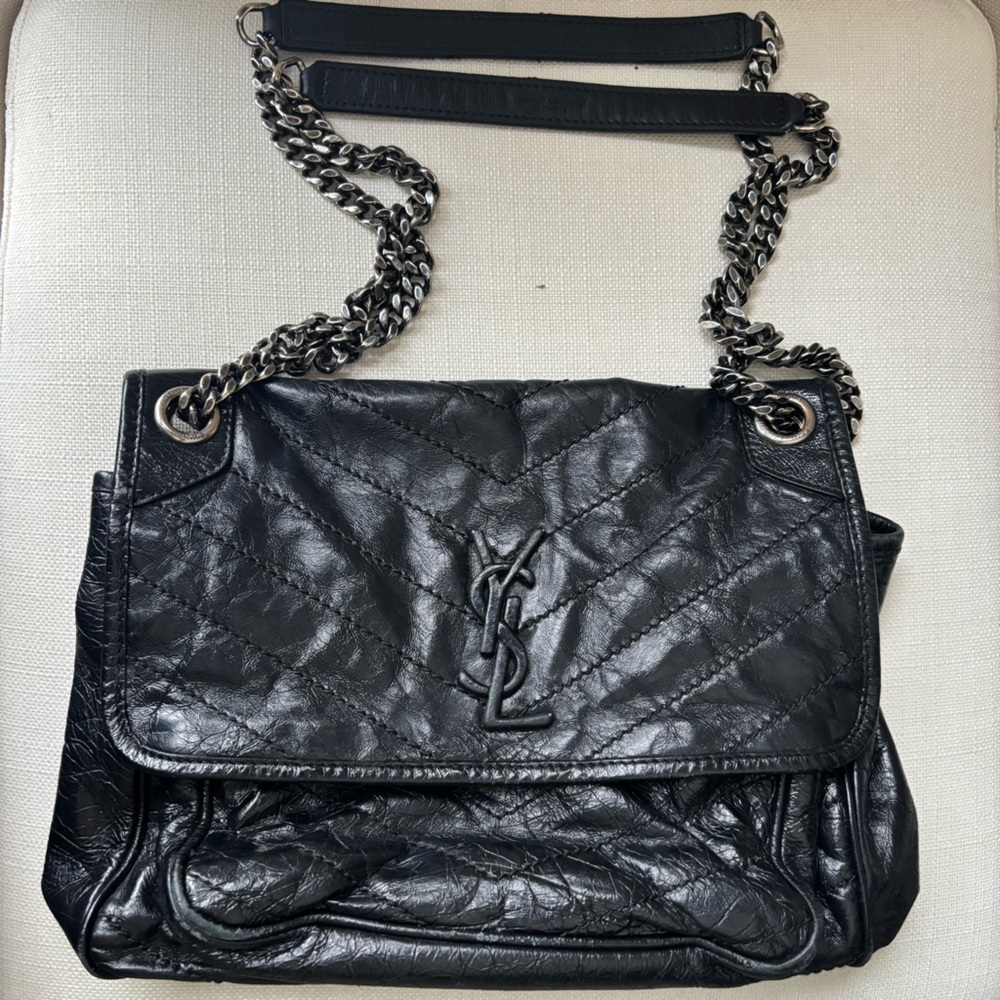 Yves Saint Laurent Medium Nikki Black Leather Chain Shoulder Bag